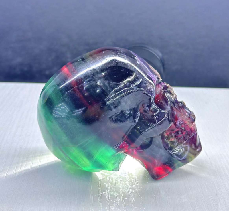 Natural Big skull of colorful fluorite quartz crystal Random 1PC