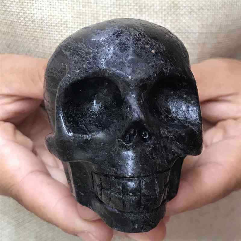 0.41kg Natural black jade quartz skull carved Quartz Crystal skull Healing