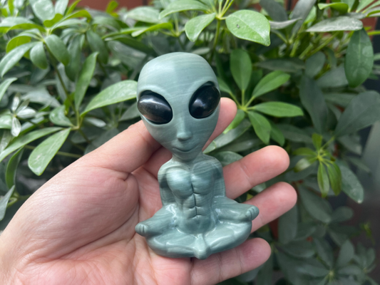 1pc Natural Lushan jade Quartz Hand Carved Alien Skull Crystal Reiki Heal Gift