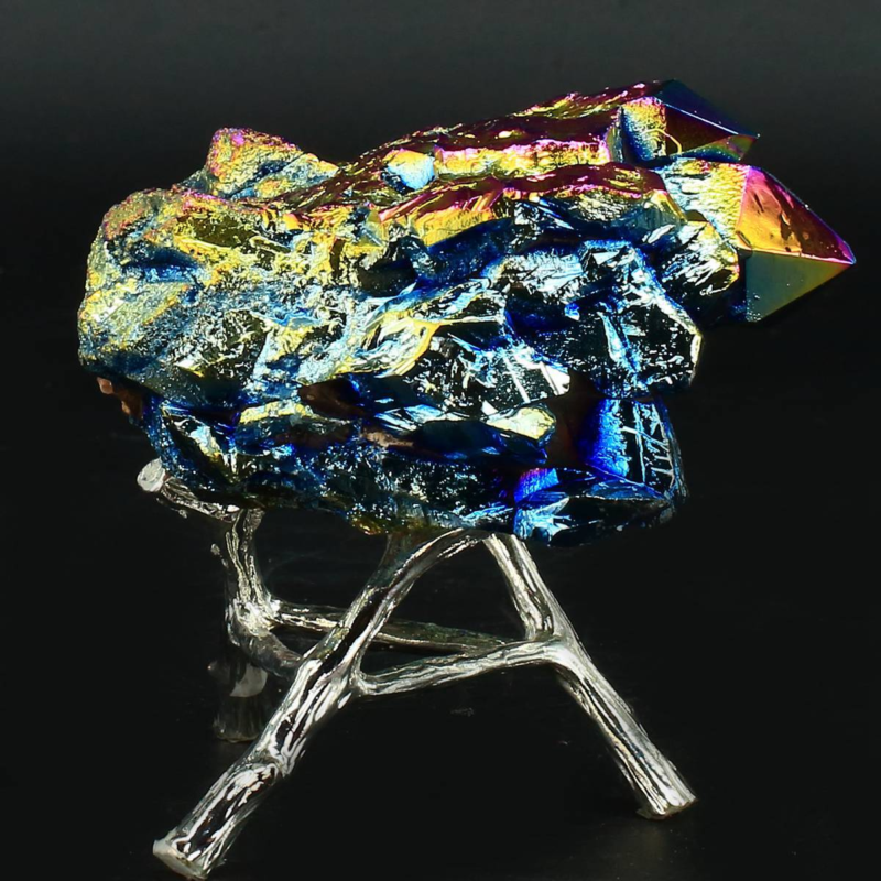 198g Colourful Crystal Cluster Quartz Mineral Specimen Decoration Electroplate
