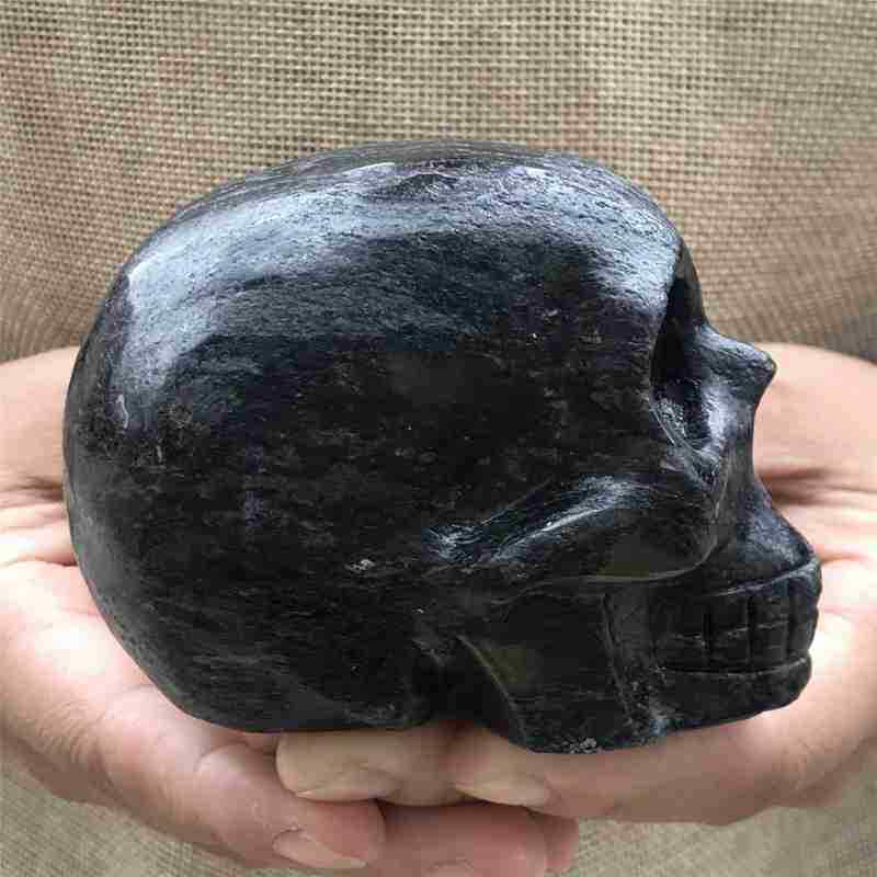 0.56kg Natural black jade quartz skull carved Quartz Crystal skull Healing