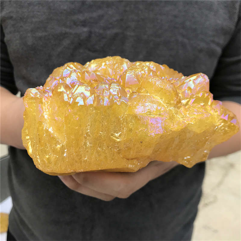 1.16kg Electroplate Rainbow cluster quartz crystal mineral specimen reiki healin
