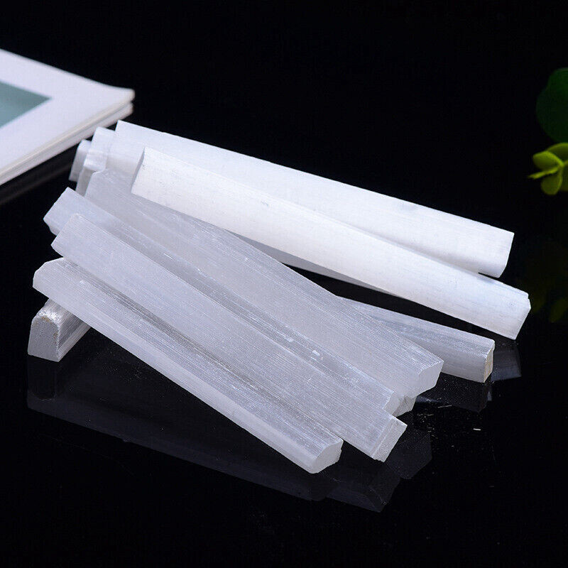 3pc Natural White Gypsum Wand Quartz Crystal Selenite Stick Mineral Healing
