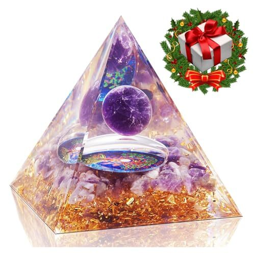 Orgone Pyramid - Orgonite Healing Amethyst Crystal Sphere Amethyst+Tree Of Life