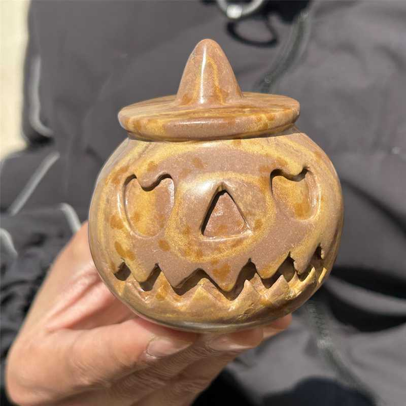 0.49Kg Natural serpenggiante jasper pumpkin carved Quartz Crystal skull Healing