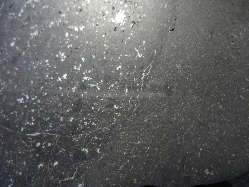 Meteorite NWA 10075 - Vacuolar black L5 - Full slice with Melt