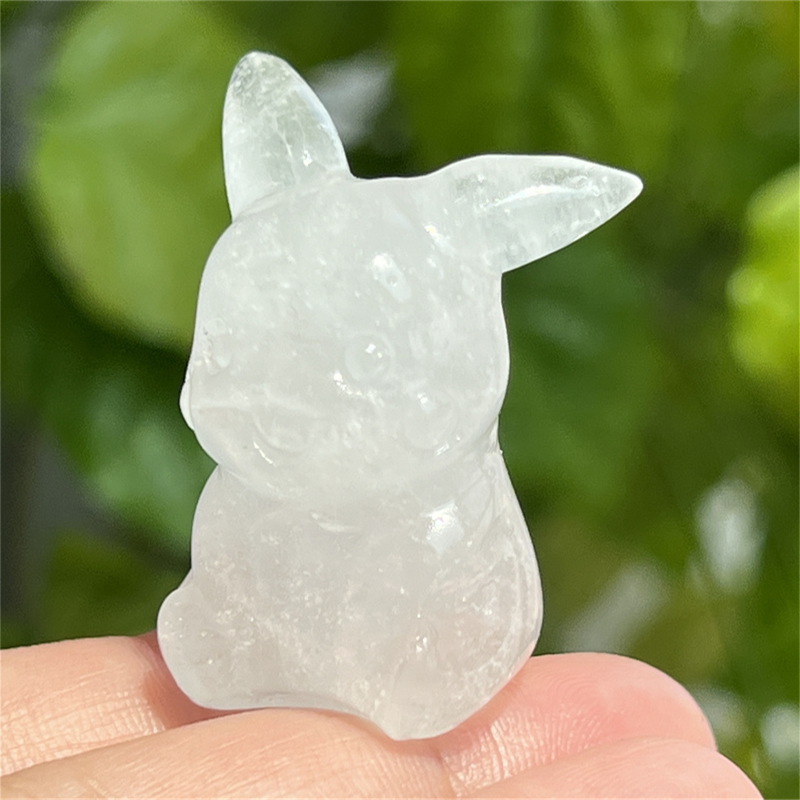 1.5" Natural quartz carved Pikachu skull Quartz crystal skull reiki healing