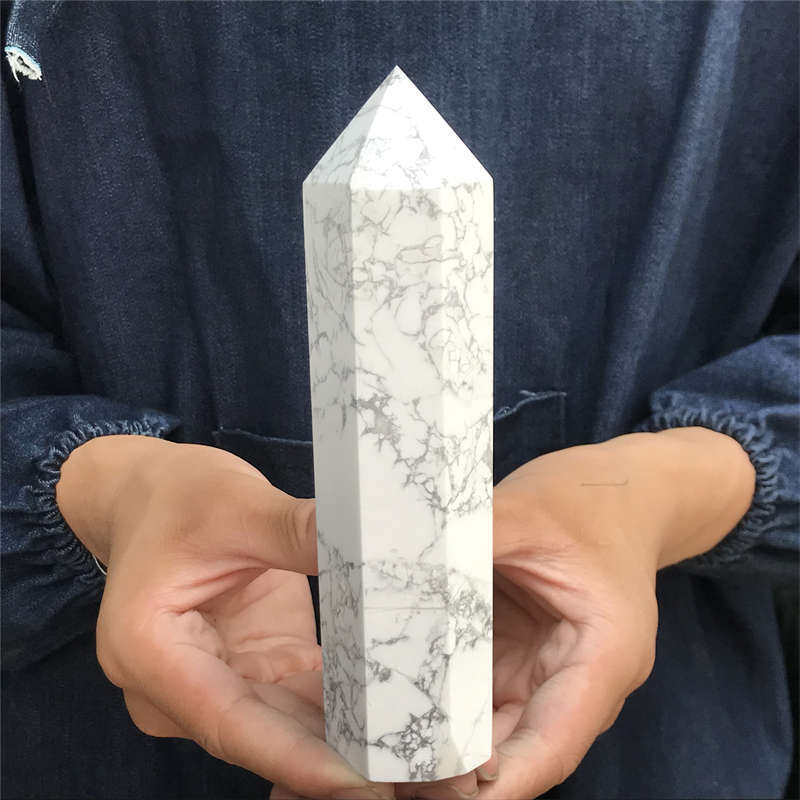 590g Howlite Obelisk Quartz Crystal Wand Point Tower Decor Healing Gem