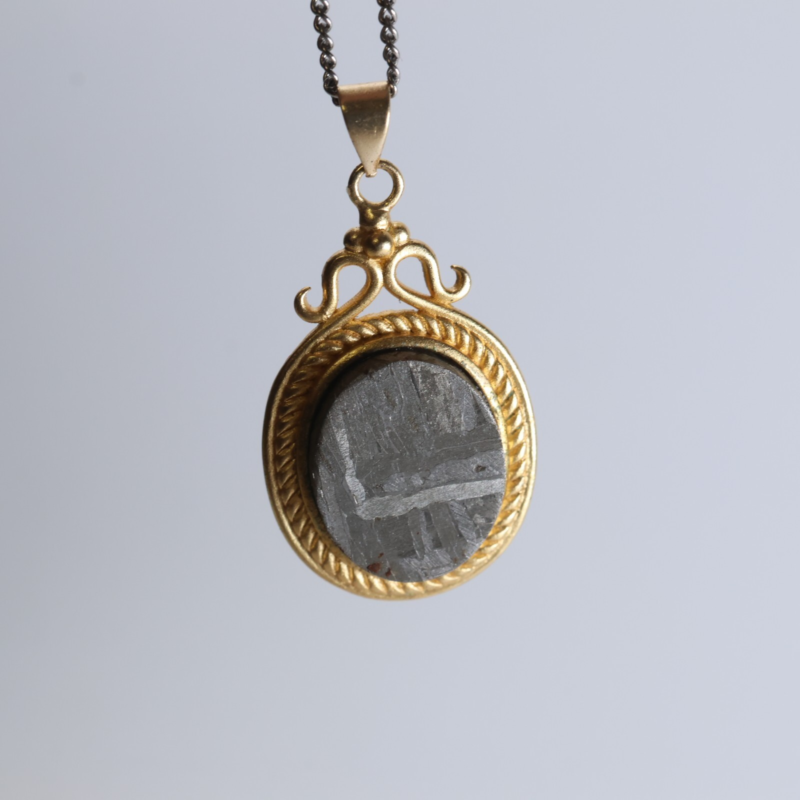 Natural meteorite inlaid pendant, necklace, gift L69