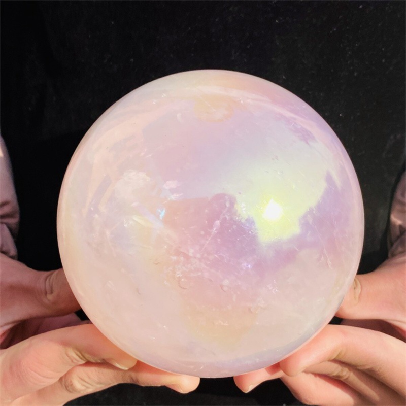 2521g Rose Crystal Ball Treasure electroplated Powder Healing Sphere