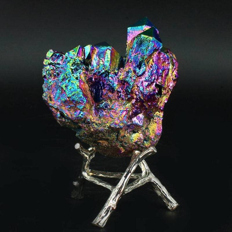 198g Colourful Crystal Cluster Quartz Mineral Specimen Decoration Electroplate