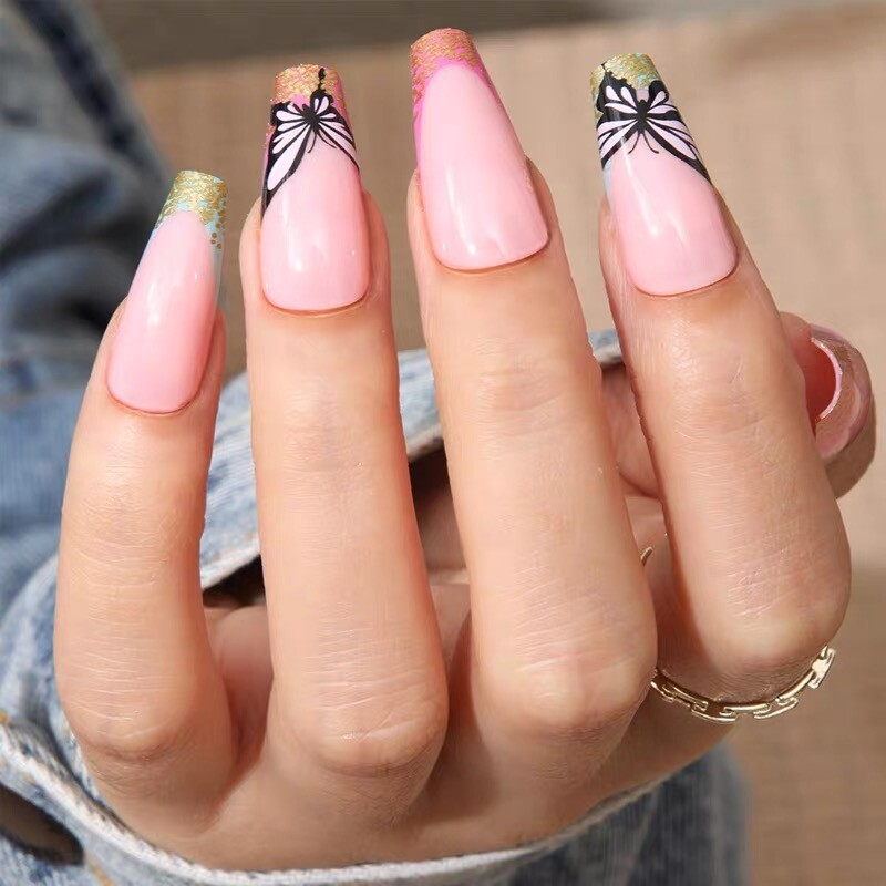 Handmade Press on nails coffin/square/almond long length summer theme