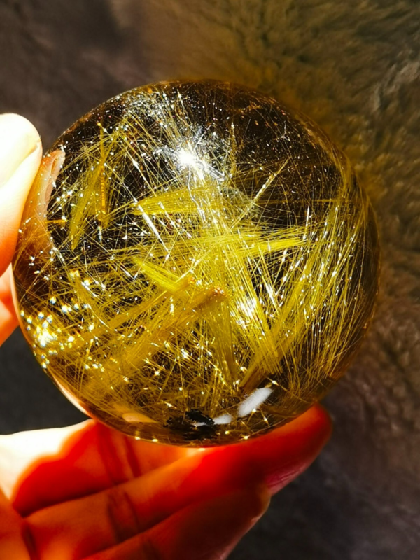Museum Collection Tibetan High Altitude Gold Rutilated Ball Sphere Orb Gem 2.4&apos;