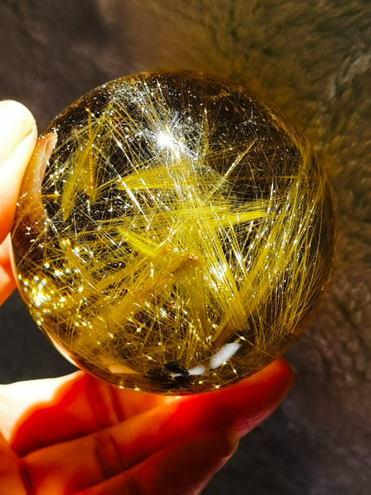 Museum Collection Tibetan High Altitude Gold Rutilated Ball Sphere Orb Gem 2.4&apos;