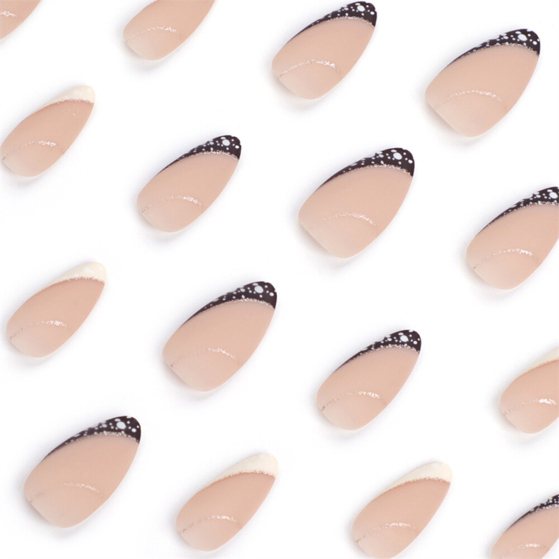 Nude Color Winter False Nail Short Almond Press on Nails for Nail Art 24pcs