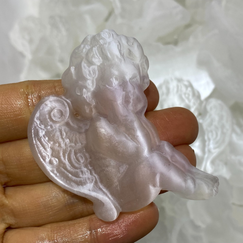 Natural Gypsum Selenite angel Hand Carved Quartz Crystal Reiki healing 1PC