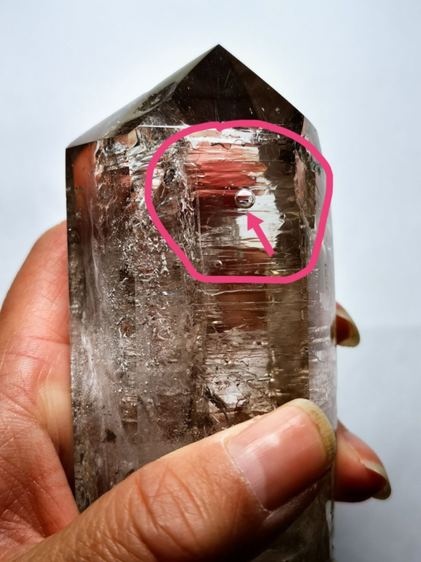 Tibetan Clear Crystal Quartz Point w 3 Visible Moving Bubbles Enhydro  4.64 in
