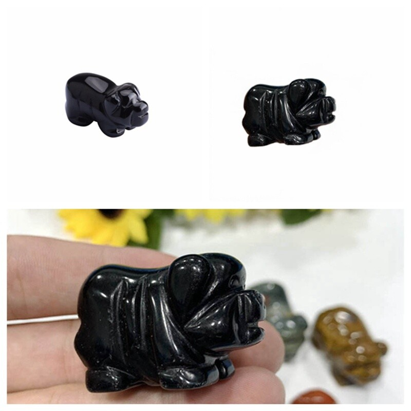 Raw Natural Quartz Crystal Skull Carved Pig Wild Boar Piggy Animal Healing Stone