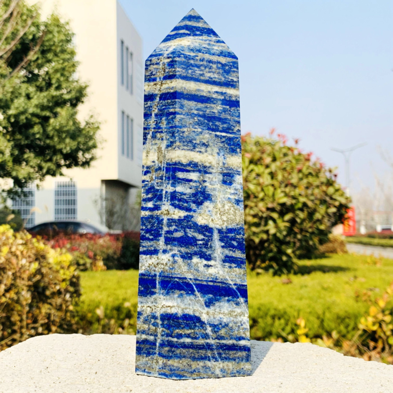 3.49LB Natural lapis lazuli Quartz Crystal Obelisk Wand Point Healing Stone