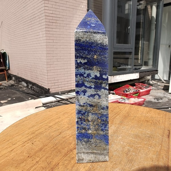 340g Natural Rock Lapis Lazuli Quartz Crystal Stone Point Healing Wand Obelisk