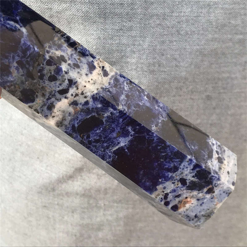 630g Natural Sodalite Obelisk Quartz Crystal Point Wand Tower Reiki Healing Gem