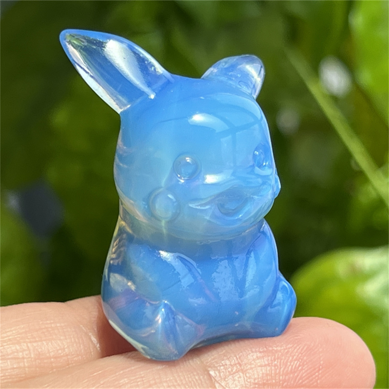 1.5" Natural quartz carved Pikachu skull Quartz crystal skull reiki healing