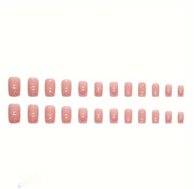 24pcs Press On False Finger Nails Fake Nails Glittered Solid Colours 52 Options
