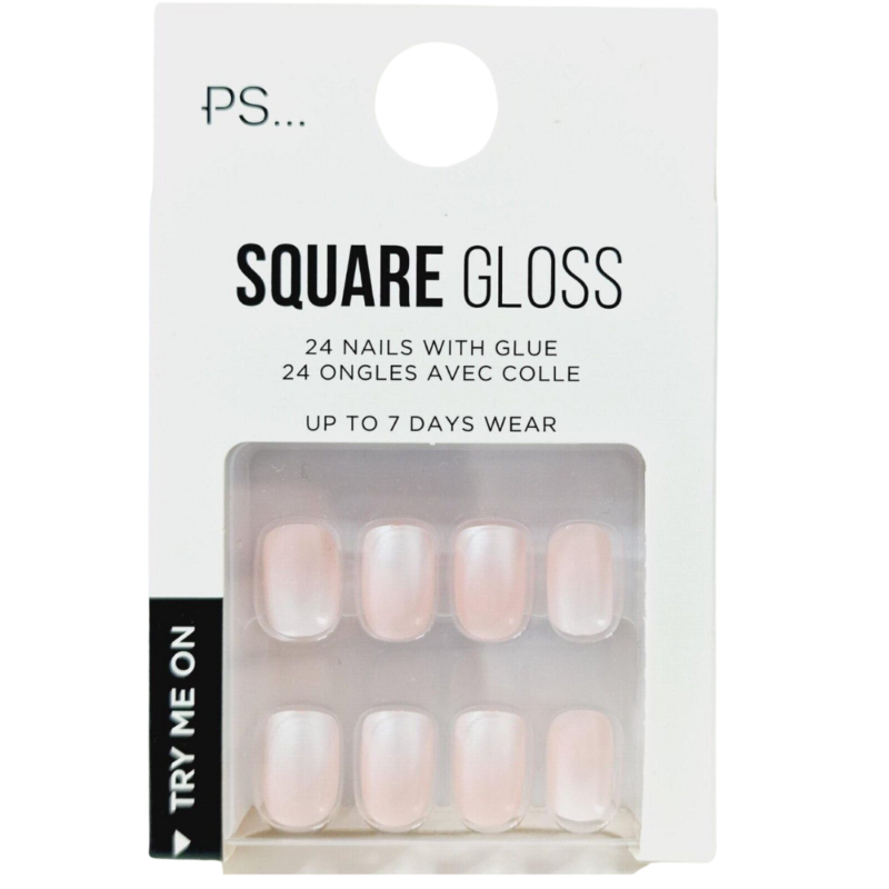 False Nails Press On Fake Tips Stick Coffin Square Full Cover Primark Glue 24pk