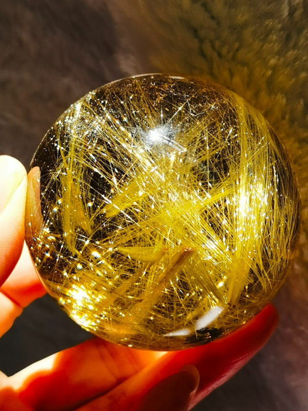Museum Collection Tibetan High Altitude Gold Rutilated Ball Sphere Orb Gem 2.4&apos;