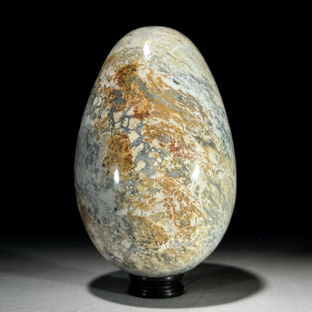 Beautiful Egg-Shaped Maligano Jasper on custom stand - Maligano Jasper - Height: 14 cm - Width: 7 cm- 2400 g