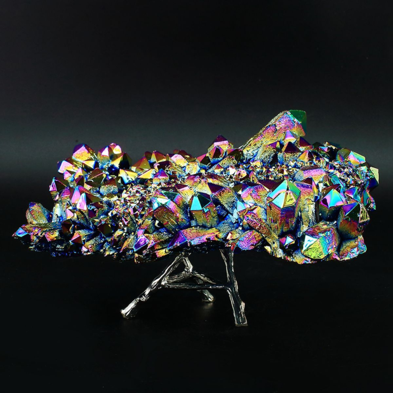 1315g Colourful Crystal Cluster Quartz Mineral Specimen Decoration Electroplate