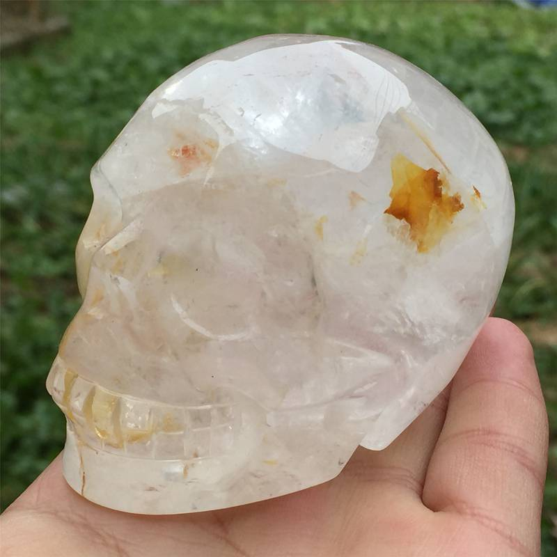 0.4kg Natural clear quartz skull carved Quartz Crystal skull Healing
