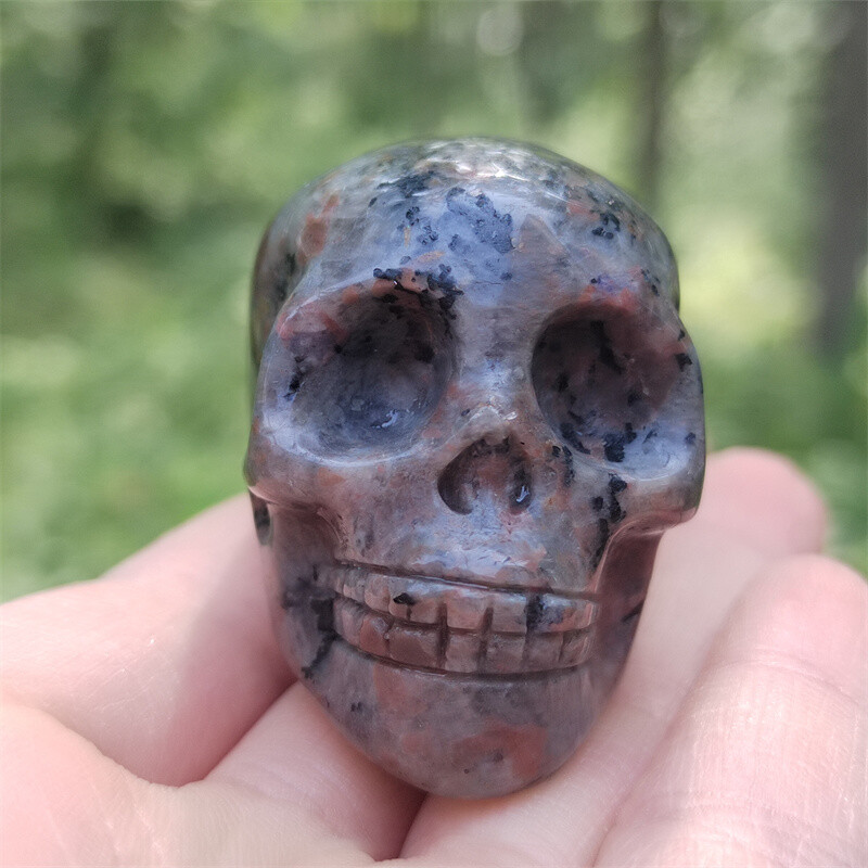 1.8" Natural Yooperlite Skull Hand Carved Quartz Crystal Skull Reiki Healing