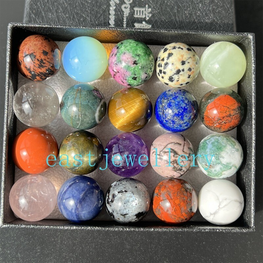 10pcs Natural Mixed Sphere Quartz Crystal Carved Gem Ball Reiki Healing 15mm+