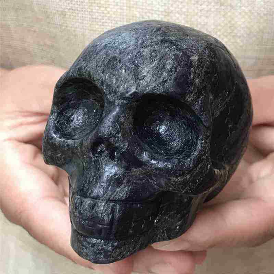 0.39kg Natural black jade quartz skull carved Quartz Crystal skull Healing