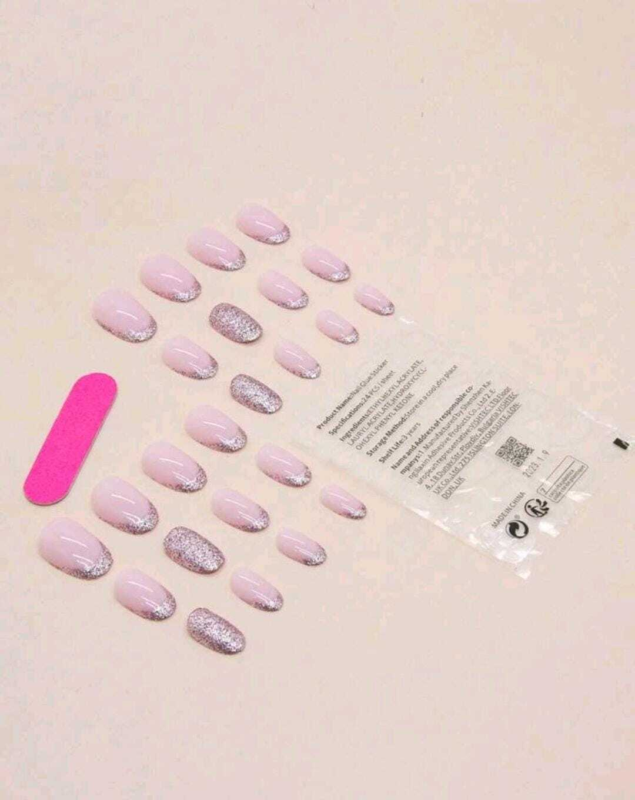 Press On Nails Short Oval Various Colours Nude False Fake Nail 24pcs With Glue