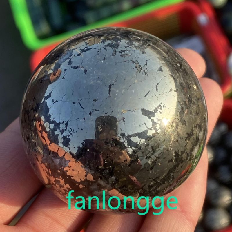 1pc Natural Chalcopyrite Carved sphere quartz crystal Ball Reiki Healing 40mm+