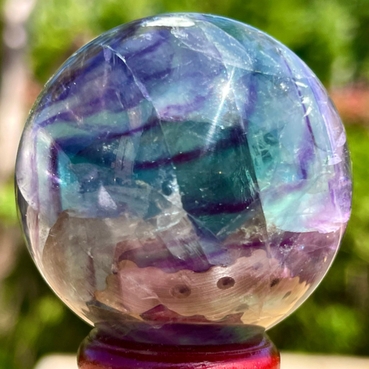 159G Rare natural snowflake feather fluorite crystal ball therapeutic ball