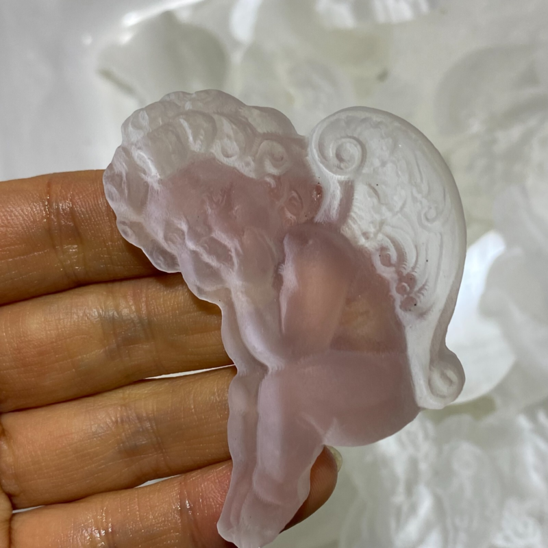 Natural Gypsum Selenite angel Hand Carved Quartz Crystal Reiki healing 1PC