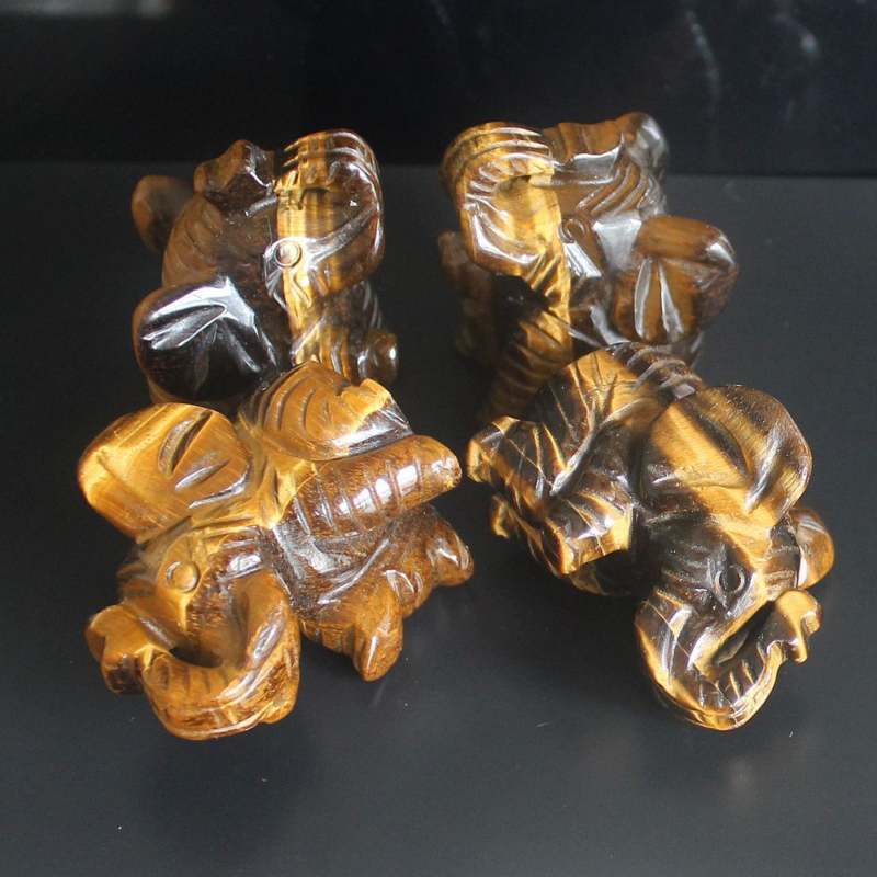 Carved gemstone crystal sitting elephant figurine animal carving home decor 2&apos;&apos;