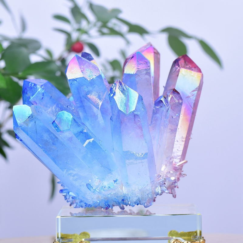 1.49LB Electroplated Color Crystal Cluster Crystal Mineral Reiki Healing