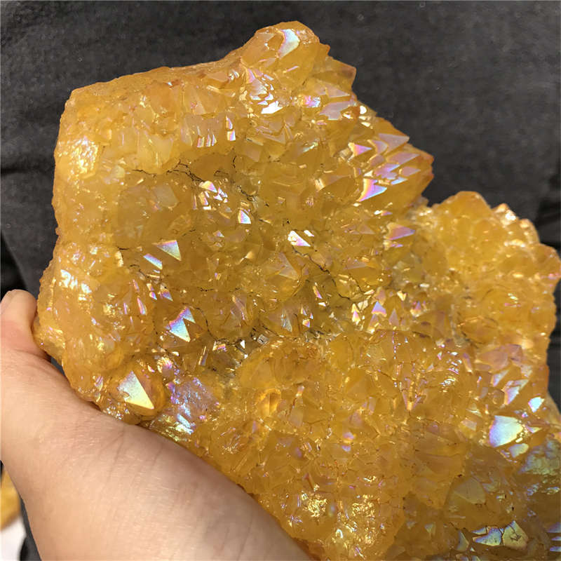 1.26kg Electroplate Rainbow cluster quartz crystal mineral specimen reiki healin