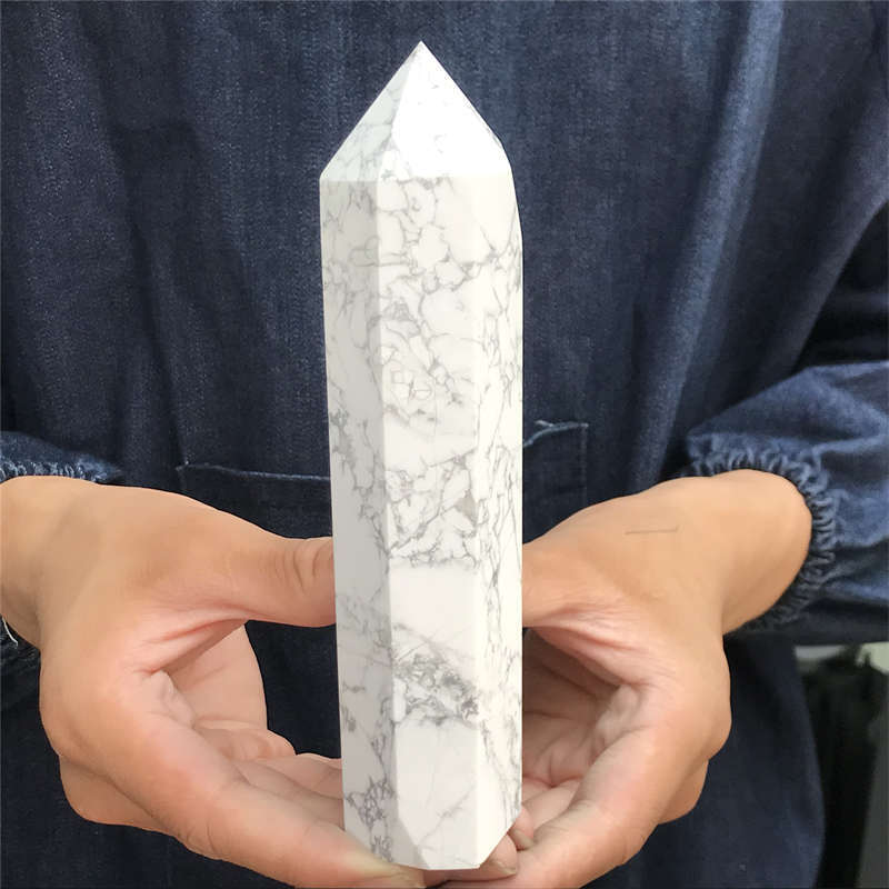 590g Howlite Obelisk Quartz Crystal Wand Point Tower Decor Healing Gem