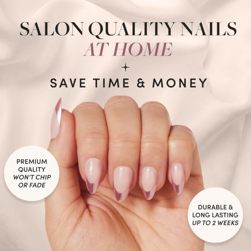 Glamnetic Press On Nails - Rock Candy | Trendy Short Almond Nails with Metall...