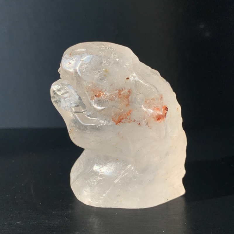 1Natural Transparent Quartz Quartz Hand Carved Crystal Dinosaur Skull Healing
