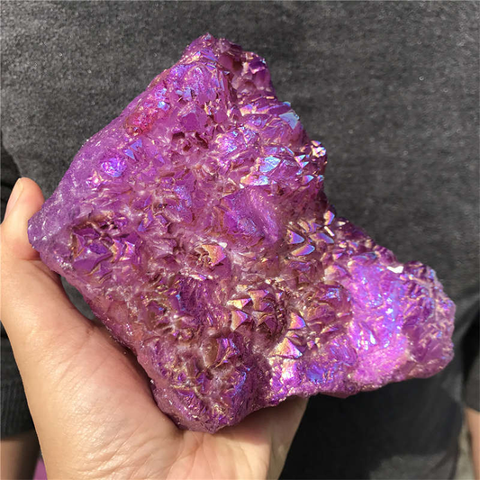 1.3kg Electroplate Rainbow cluster quartz crystal mineral specimen reiki healing