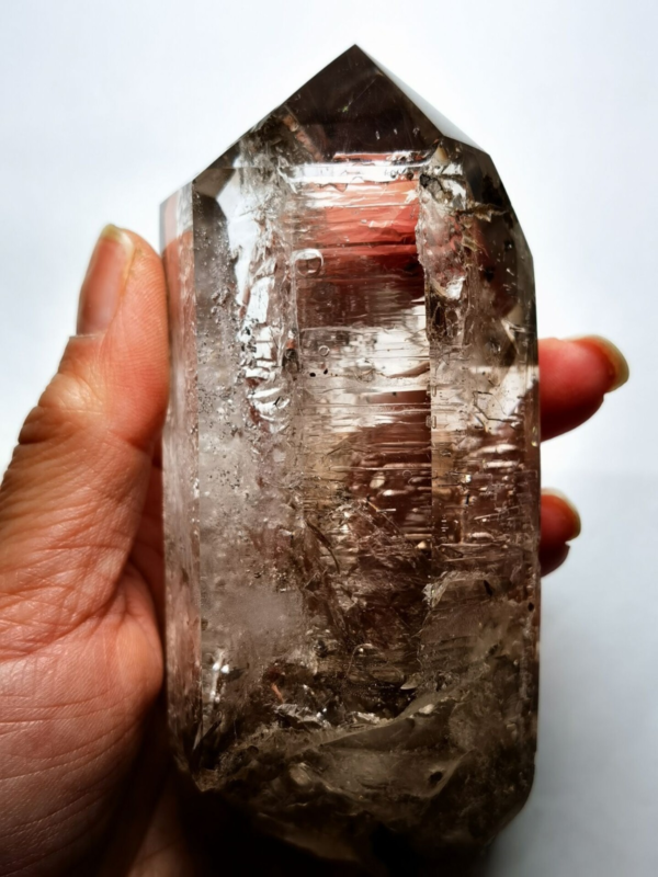 Tibetan Clear Crystal Quartz Point w 3 Visible Moving Bubbles Enhydro  4.64 in