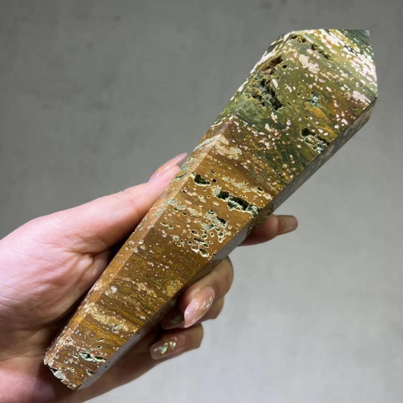 Natuar Ocean Jasper Crystal Obelisk Point Wand Stone Quartz Healing