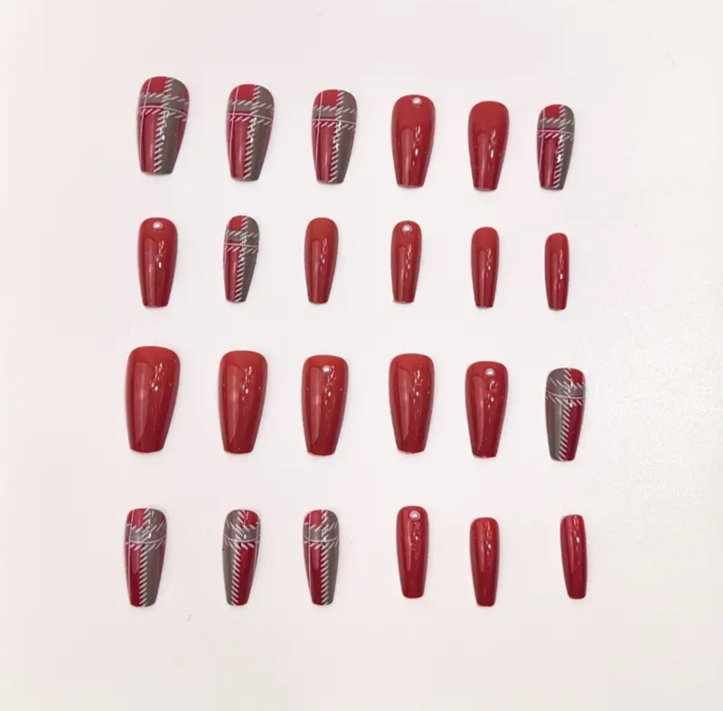 24pcs Press On False Finger Nails Fake Nails Glittered Solid Colours 52 Options