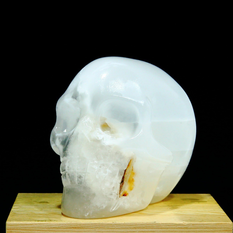 1606g Natural White Selenite Hand Carved Crystal Skull Quartz Meditation Medium